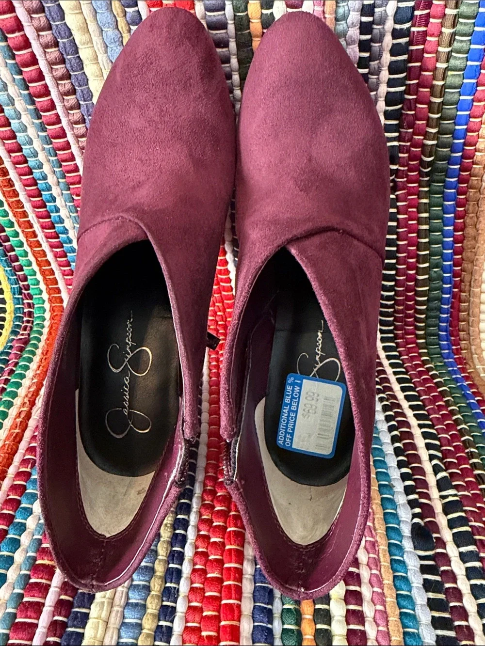 Jessica Simpson Wine Suede V-Cut Ankle Booties